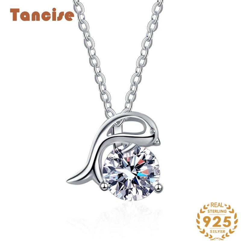 Tancise Luxe Persoonlijkheid Zilveren Moissanite Hanger Ketting Dames Classic Tide Party Gift_voghion.com