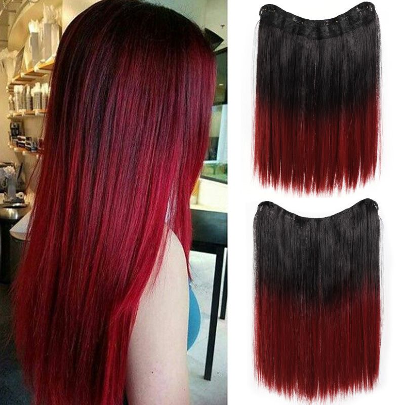 Peruca para mulheres em forma de V extensões de cabelo de uma peça Volume Fibra química volumosa cabelos cacheados peças de uma peça 55cm140g_voghion.com