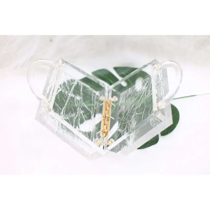 Nuova borsa da donna in acrilico trasparente con motivo Ice Crack da sera_voghion.com