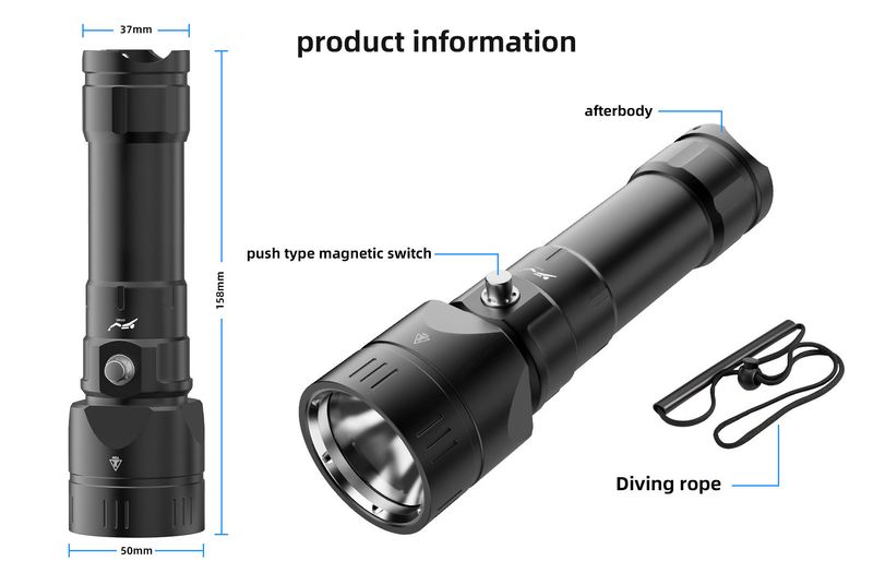Torcia subacquea P70 - LED bianco da 15.000 lumen con interruttore magnetico, batteria 26650 a lunga durata, torcia impermeabile ad alta potenza per immersioni_voghion.com