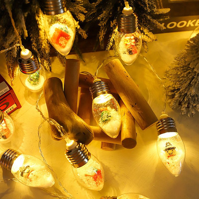 Feestelijke LED-kerstverlichting met kerstman- en sneeuwpopdecoraties - werkt op batterijen/USB, heeft meerdere kleuren en knippert voor feestelijke decoratie in huis_voghion.com