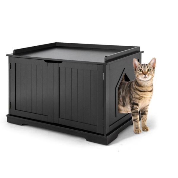 Cat Litter Box Enclosure With Double Doors For Large Cat And Kitty_voghion.com