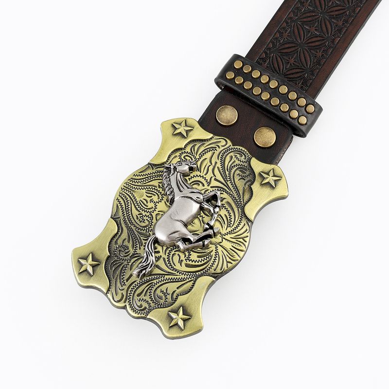 Neuer grenzüberschreitender Western-Cowboy-Gürtel mit großer Plattenöffnung, trendiger Retro-Jugend-Retro-Gürtel für Herren mit Punk-Prägung aus Leder_voghion.com