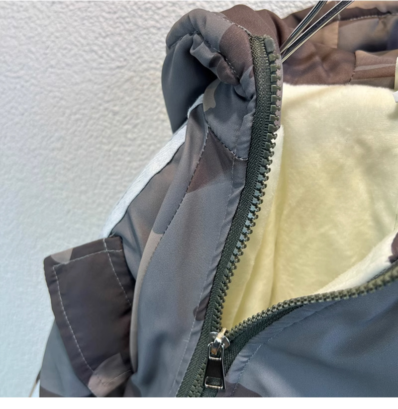 Conjunto de ropa para bebé niño, otoño e invierno, nuevo conjunto de 2 piezas con capucha y pantalones de camuflaje gruesos para niños_voghion.com