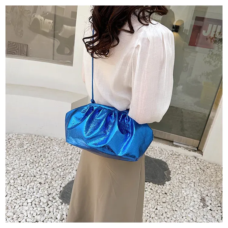 Small Design Women's Leather Sier Cloud Gold Crossbody Bag Ladies Party Clutch Purse Female Handbags_voghion.com
