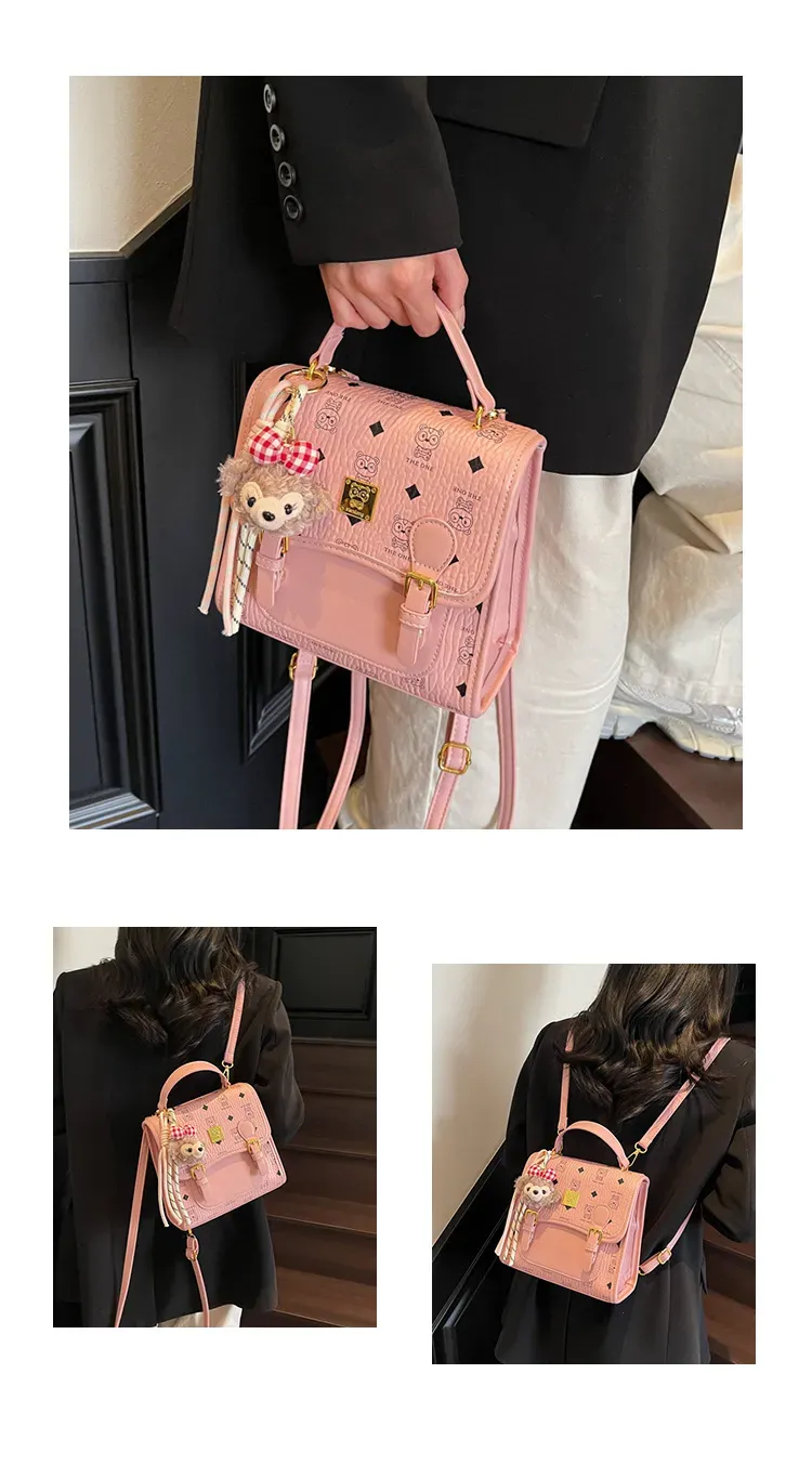 Designer Trendy Contrasting Printed Small Square Bag Casual And Versatile Commuting Backpack For Women_voghion.com