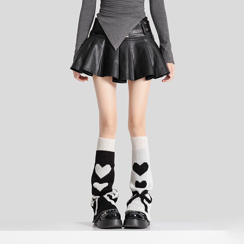 Chaussettes Red Heart pour l'hiver, chauffe-mollets en tricot chauds, élégantes et polyvalentes_voghion.com