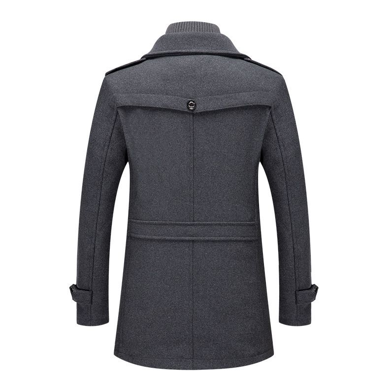 Herenkleding Herfst en Winter Heren Zakelijke Wollen Jas Modieuze Dubbele Kraag Koudebestendige Wollen Jas_voghion.com