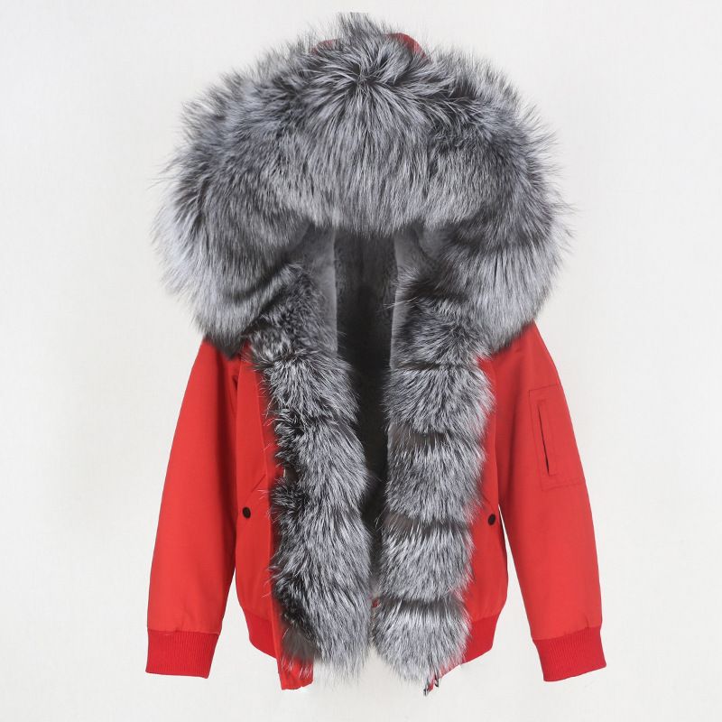 Women's Clothing Thickened Raccoon Fur Liner Removable Real Fox Fur Large Fur Collar Jacket Fur Cotton_voghion.com