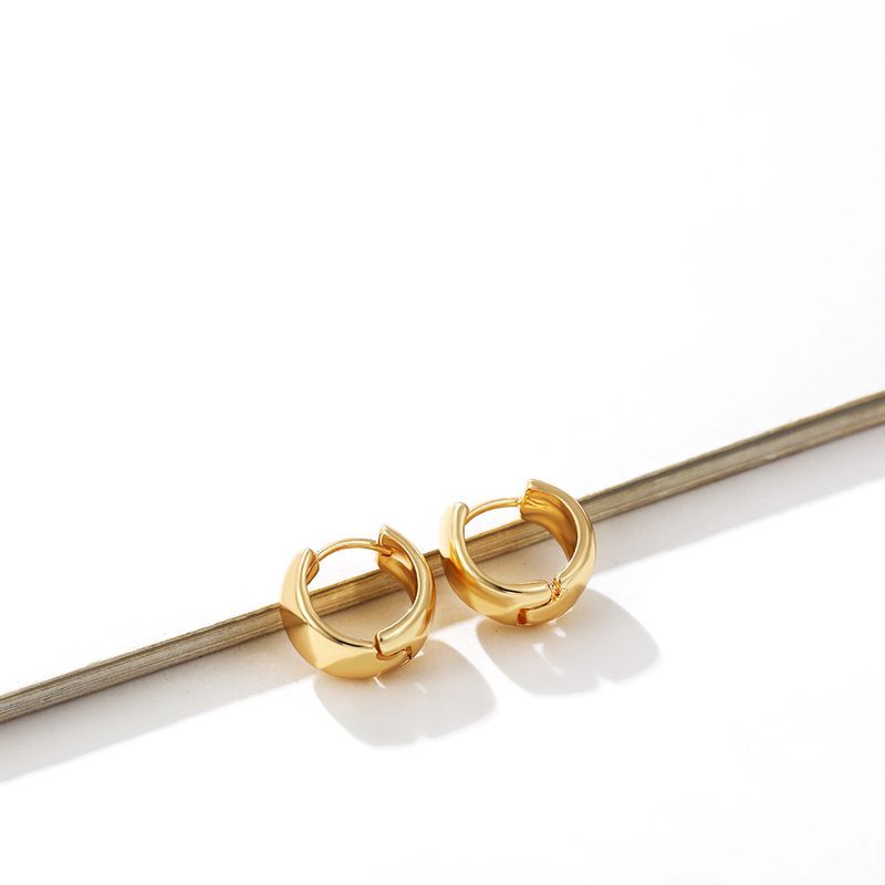 Gold Retro Simple Geometric Twist Round Stacked Light Earrings Ear Jewelry_voghion.com