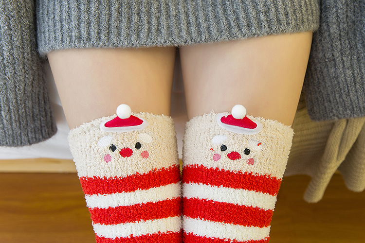 Japanese Mori Girl Animal Modeling Knee Striped Cute Compression Autumn Winter Warm Sock Kawaii Cozy Long Thigh High_voghion.com