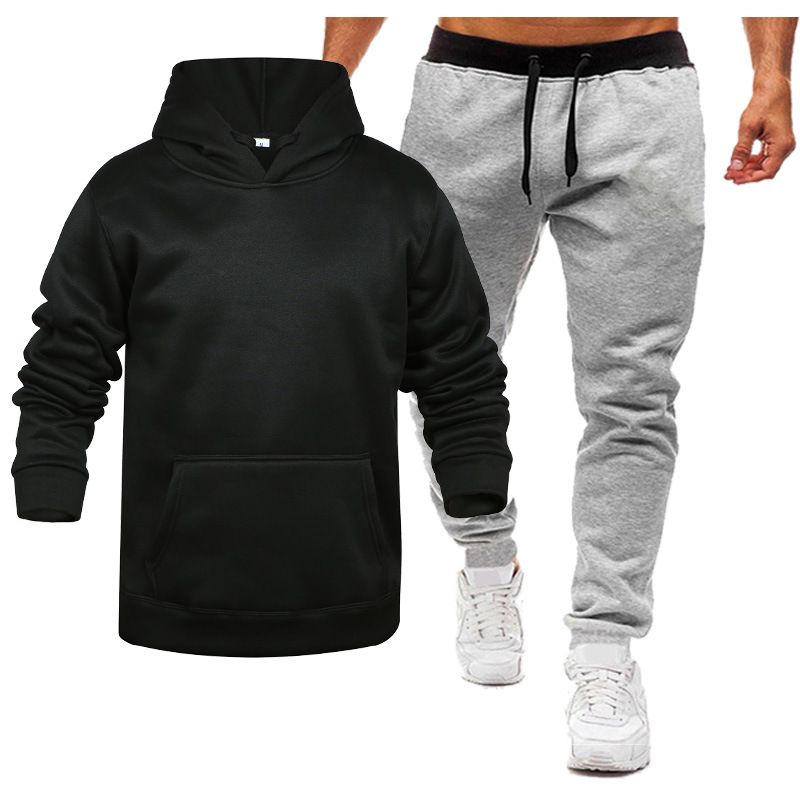 Herrenbekleidung Frühling, Herbst und Winter Herren- und Damenfreizeit Europäischer Code Blanko Einfarbiger Anzug Vlies Lockerer Pullover und Hose Zweiteiliges Set_voghion.com