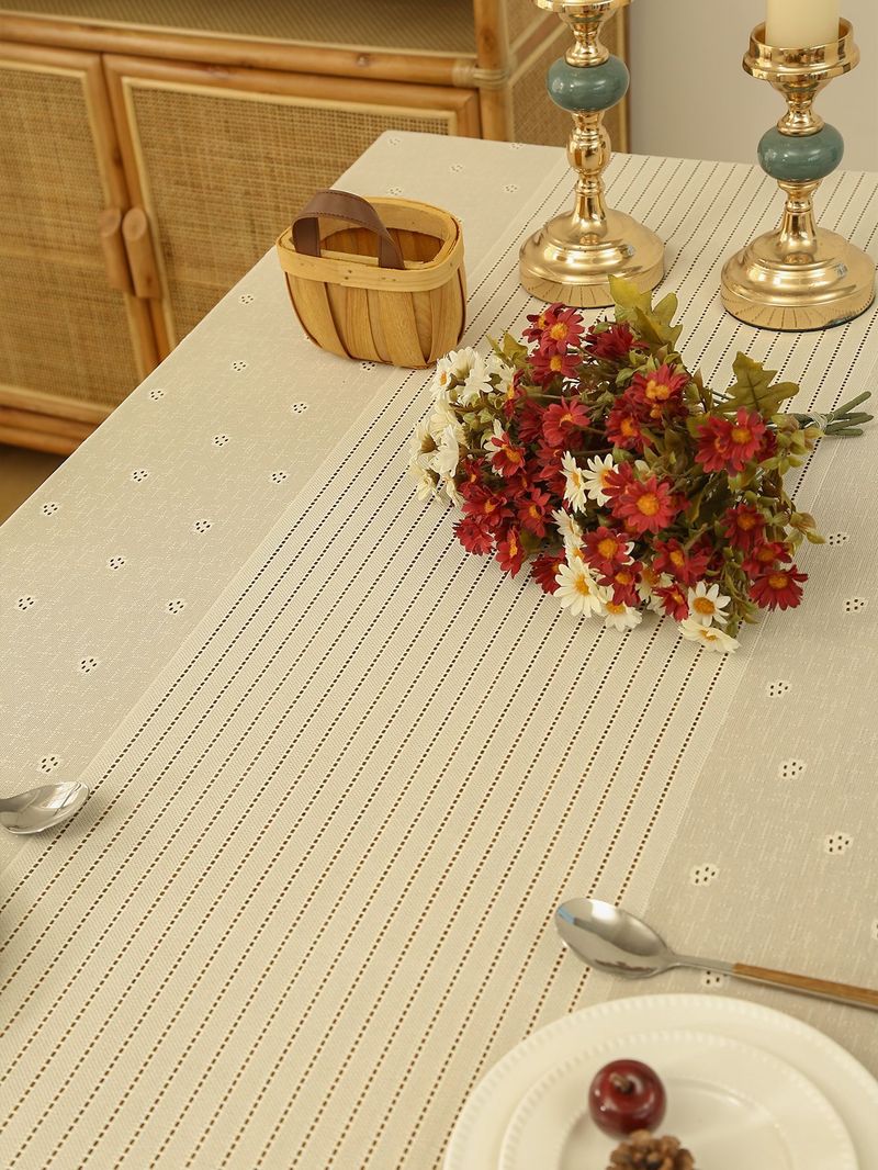 Farmhouse Tablecloth – Non-Slip Polyester Lace Rectangular Table Cover For Dining, Picnic, Coffee Table – Geometric Design – Multiple Sizes_voghion.com