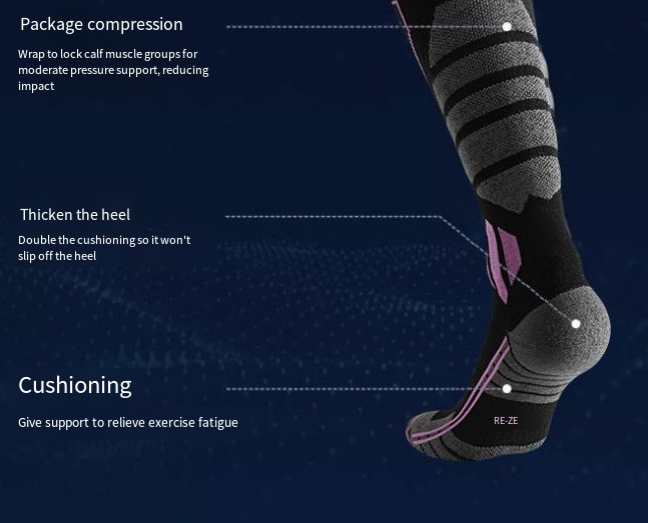 Profesjonalne skarpetki narciarskie męskie damskie zimowe do sportów na świeżym powietrzu wełniane długie pogrubione ciepłe i odporne na zimno_voghion.com