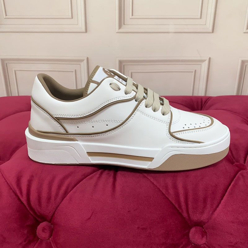 Scarpe sportive casual semplici e alla moda, da uomo, in vera pelle, stile britannico, con lacci, abbinate ai colori, bianche._voghion.com