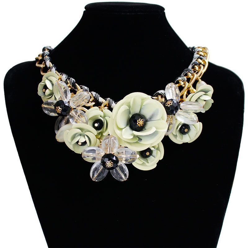 Collana con ciondolo a forma di fiore grande e piccolo, in corda di cotone intrecciata, corta, con clavicola, esagerata, accessori da donna_voghion.com