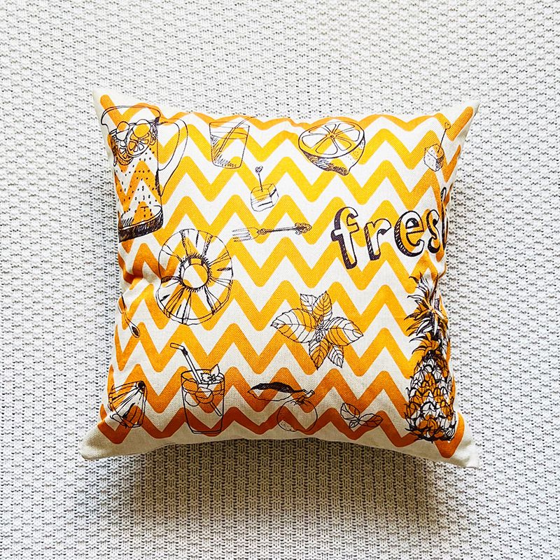 Summer New Beach Leaves and Fruit Printed Pillowcase Cross-border Special for Linen Printed Sofa Cushion Cover_voghion.com