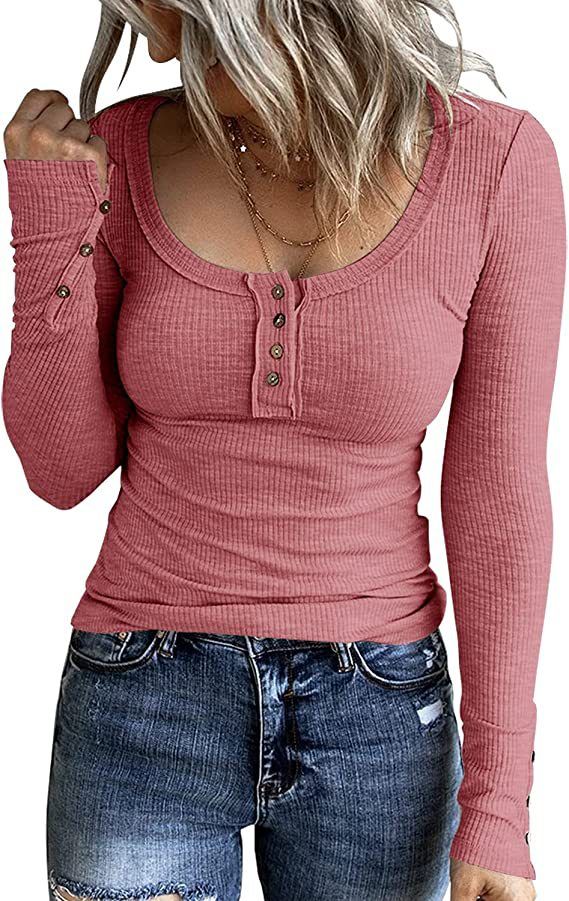 Maglietta a maniche lunghe con scollo a V e bottoni, nuova collezione autunno 2025 da donna_voghion.com