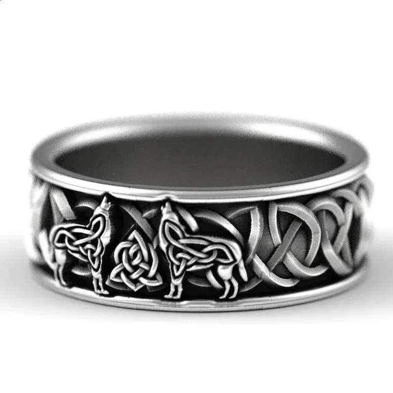 Huitan Viking Nordic Mythical Giant Werewolf Ring Defense Totem Wolf Fashion Hip Hop Rock Neutral Finger Punk Gift_voghion.com