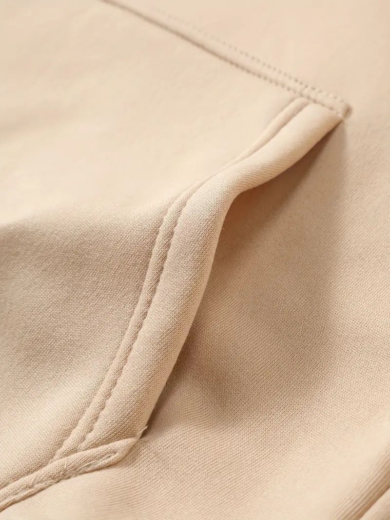 Herren-Fleece-Kapuzenpullover mit halbem Reißverschluss – Locker sitzendes Sweatshirt im amerikanischen Retro-Stil mit Stehkragen (S-XXXL, Kängurutasche, einfarbig)_voghion.com