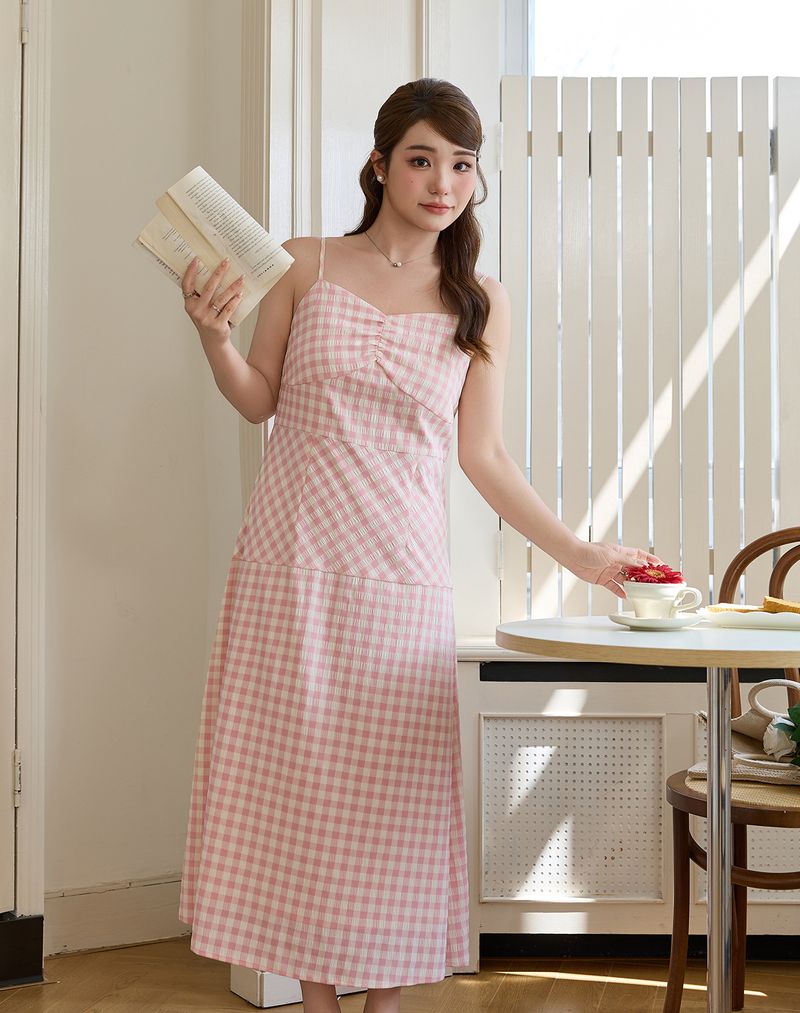 Plus Size Wrap Dress With Ruffles Plaid Print High Waist Slimming Spaghetti Strap Dress For Curvy Women Chic A-Line Dress_voghion.com