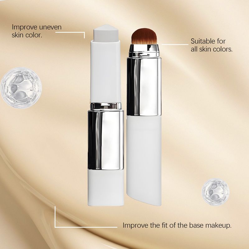Elfenbeinweißer 2-in-1-Foundation-Stick mit Farbwechsel, leicht, feuchtigkeitsspendend, pflegend, matt, klar, natürliches Finish_voghion.com