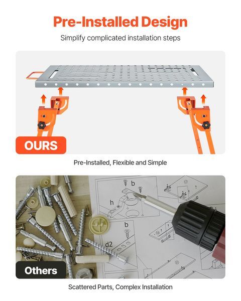 Welding Table 44' X 21' 500LBS Folding Workbench With 4-Level Adjustable Height_voghion.com
