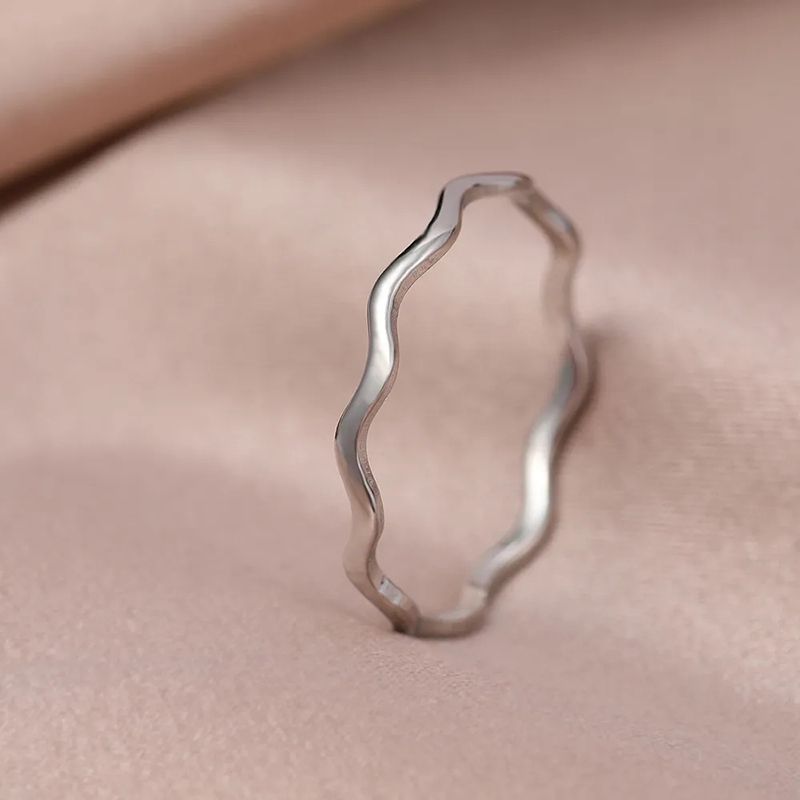 Hot sales Huitan Wave Shaped Finger Ring for Women Simple Stylish Thin Rings Temperament Versatile Female Accessories Stackable_voghion.com