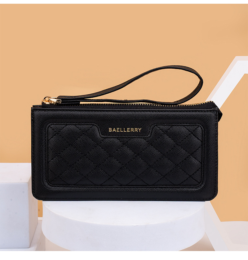 BAELLERRY Lange Damen-Geldbörse, gesteppte Clutch mit Reißverschluss, modische, leichte Handytasche mit großem Fassungsvermögen._voghion.com