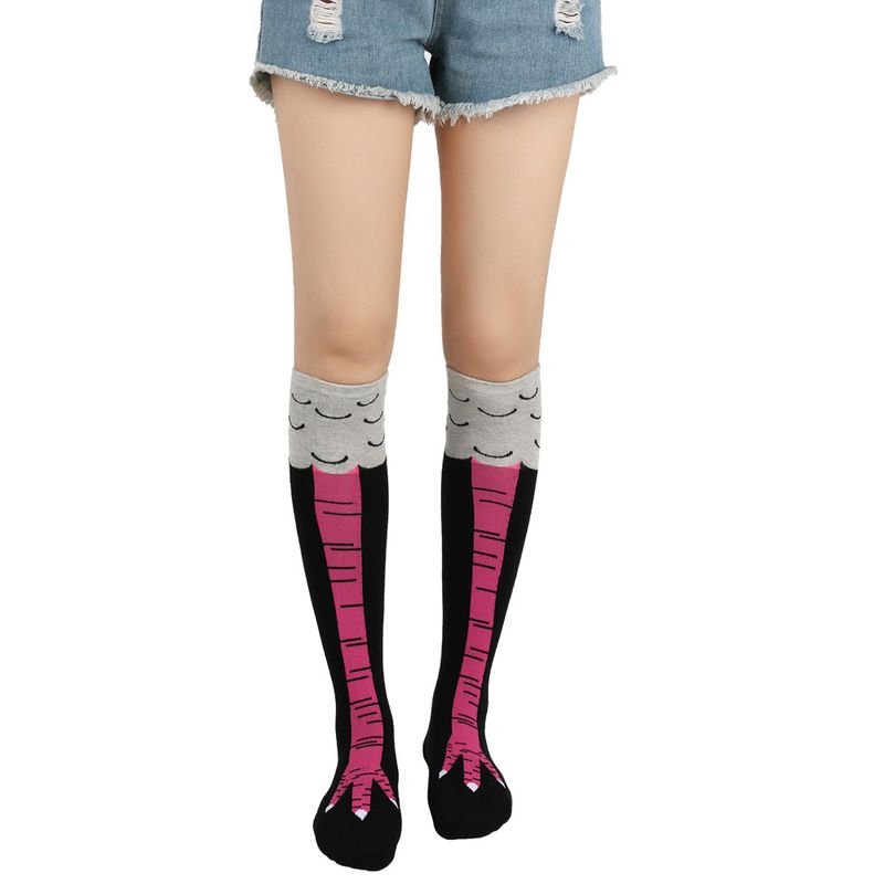 Unisex kyllingefødder sokker bomuldsstrømper personlighed sjove kyllingefødder sokker hjertesokker højt over knæet sokker ins tidevandsstrømper_voghion.com