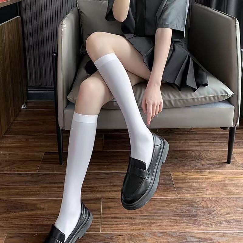 Calf For Women, Ice Socks, Summer Thin Style, Strong Compression, Slimming, Over-the-Knee Long Tube, Black And White,_voghion.com