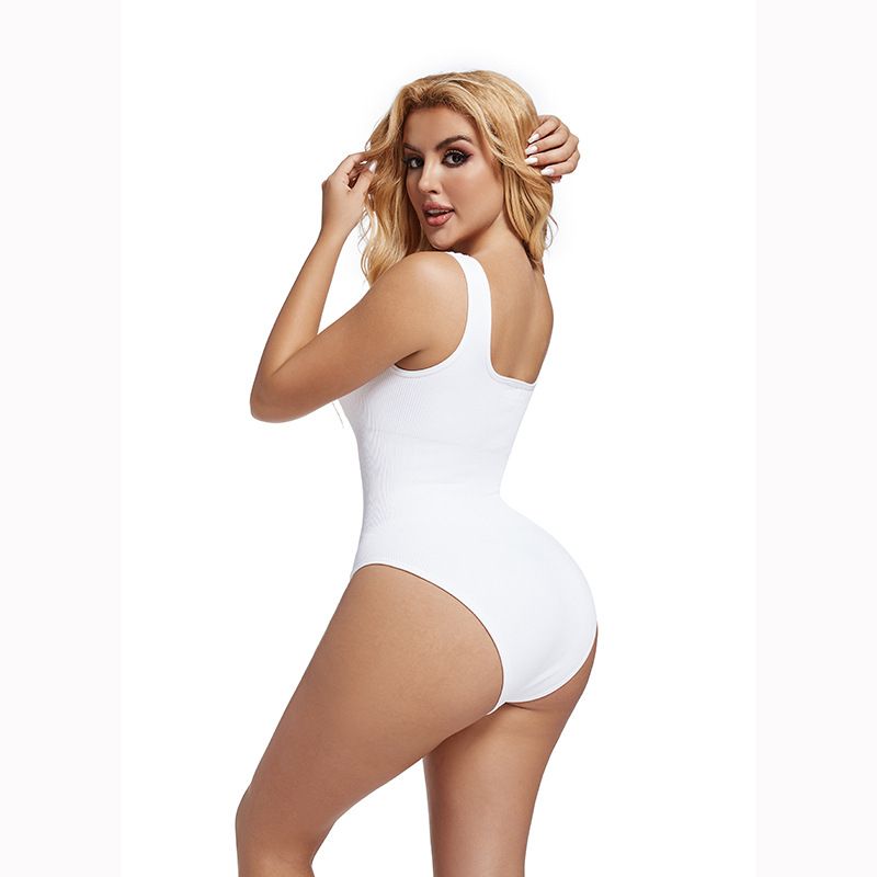 Tuta intima da donna senza cuciture, a coste, modellante, con scollo quadrato_voghion.com