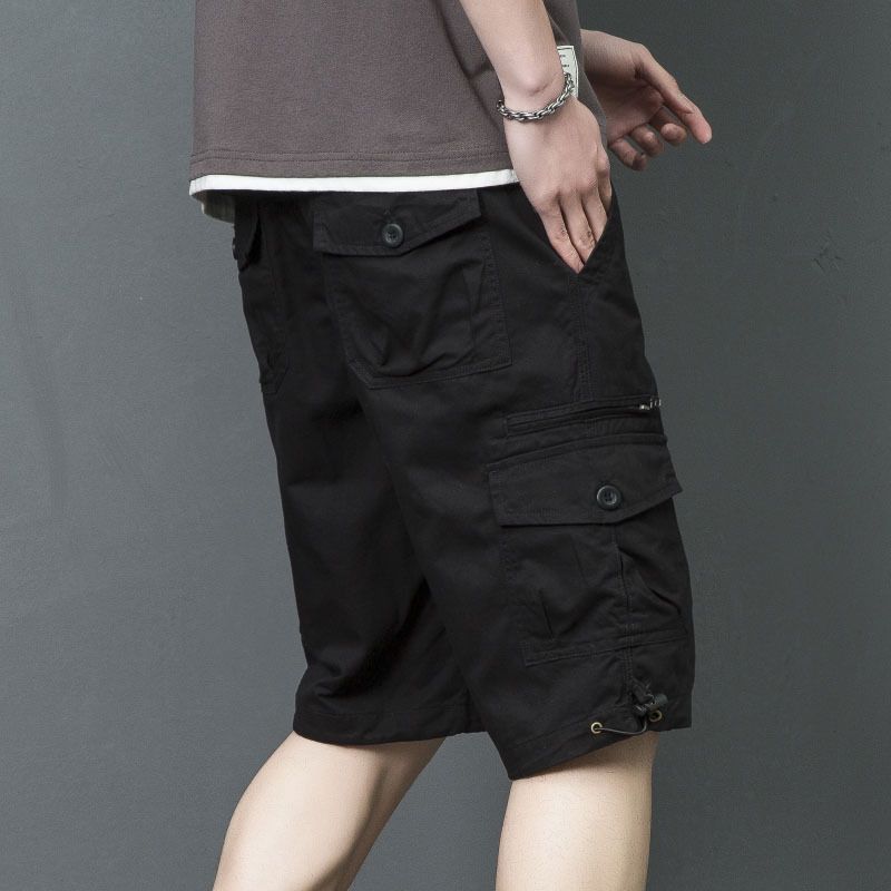 Premium Products Premium Products Modische Seven Work Shorts für Herren im Sommer, neue lockere, elastische Split-Hose mit mehreren Taschen für Jugendliche_voghion.com