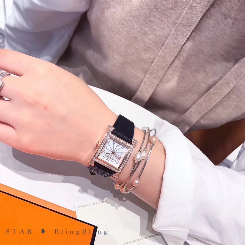 PABLO RAEZ Classic Ins Wind Orange Damen Kleng Quadrat Auer Einfach Liicht Luxus Strass Lieder Waasserdicht Quartz Auer_voghion.com