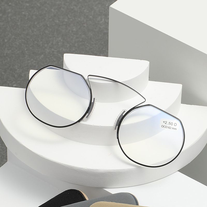 2024 New Stainless Steel Metal Elderly Anti-Lost Legless Anti-Blue Light Clip-On Reading Glasses With Ultra-Thin Phone_voghion.com