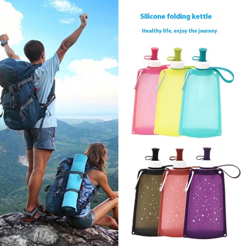 Silicone Outdoor Sports Portable Folding Bag Cycling Hiking Travel Supplies Water Bottle 550ml_voghion.com