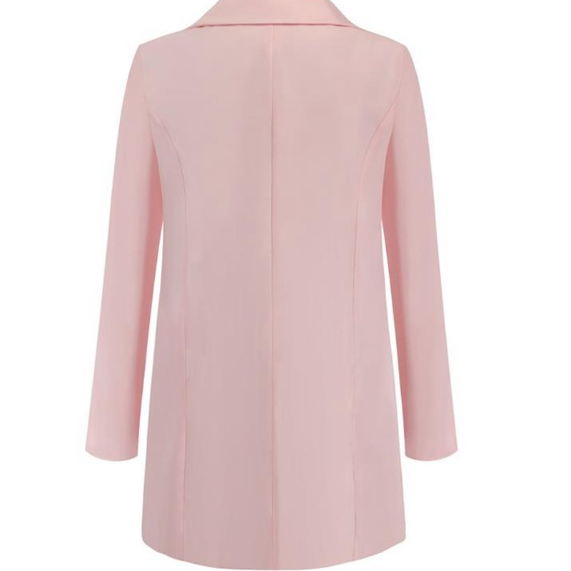 Vår og høst dameklær langermet ensfarget lomme cardigan liten blazer_voghion.com