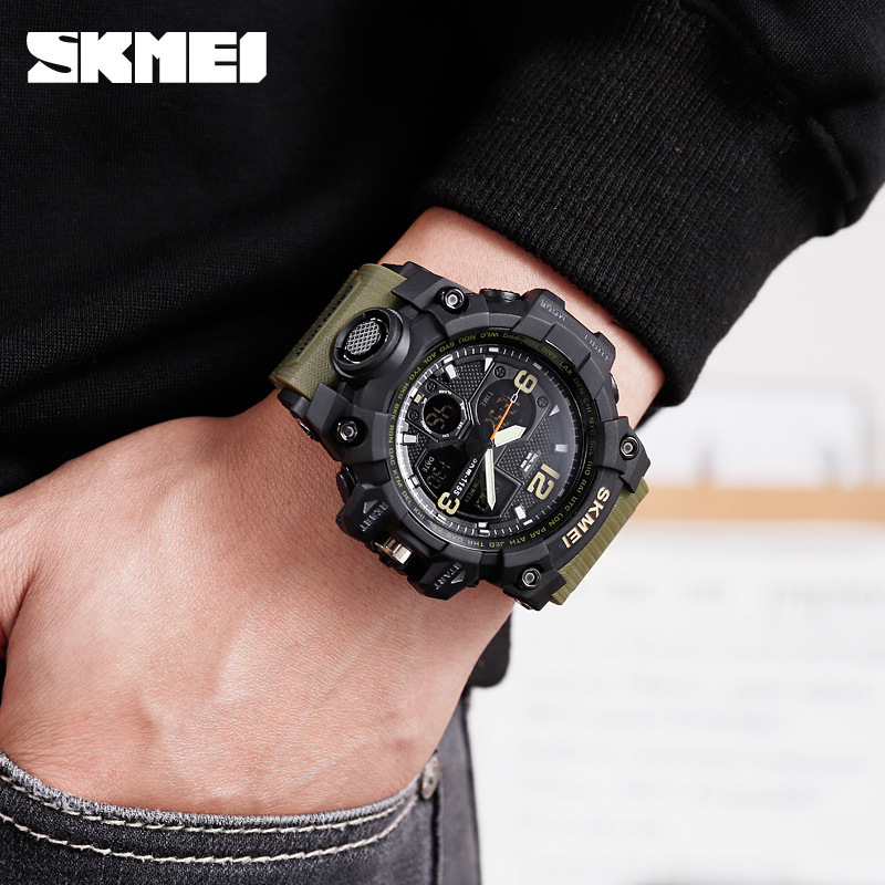 Shikemei Erkekler İçin Su Geçirmez Çok Fonksiyonlu Büyük Çift Ekranlı Elektronik Açık Hava Spor Saati_voghion.com