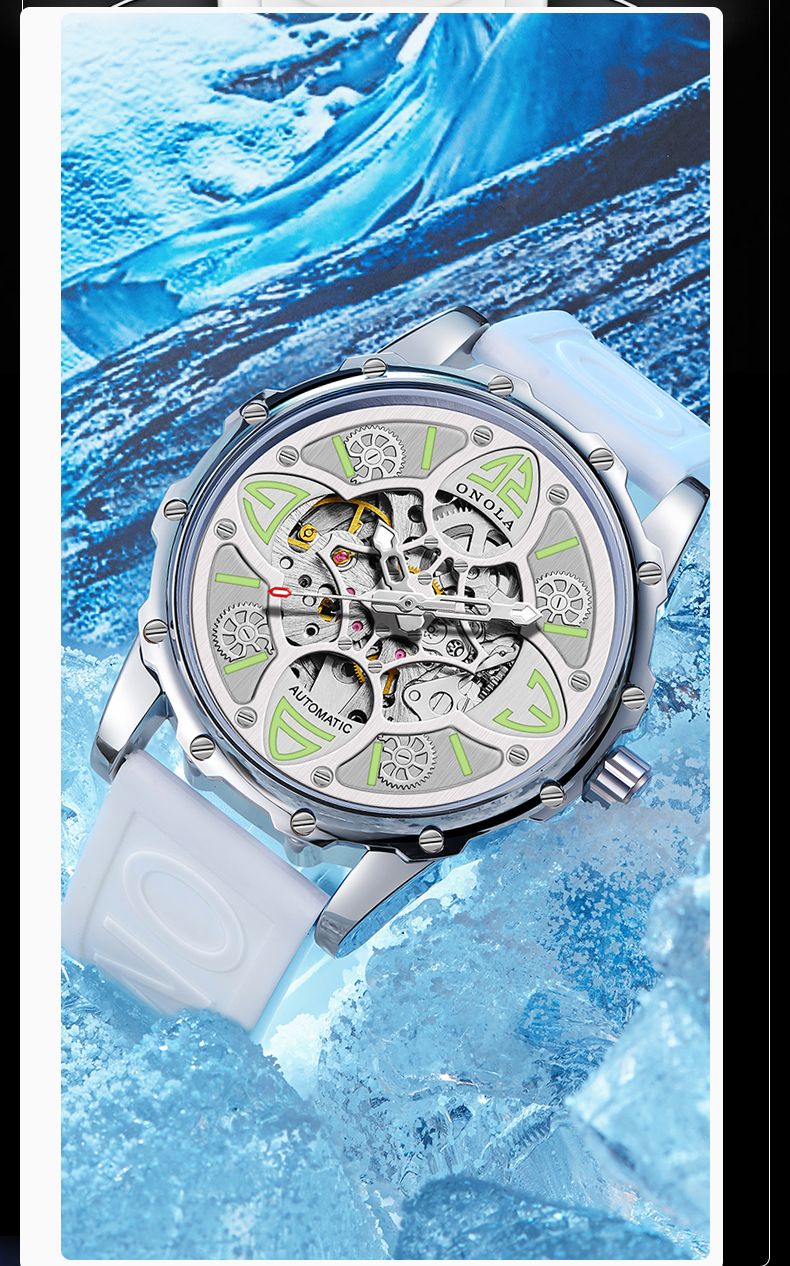 Men's Watch ONOLA Fashion High-quality Hollow Full-automatic Nical Watches Men Waterproof Silicon Tape Wristwatch_voghion.com