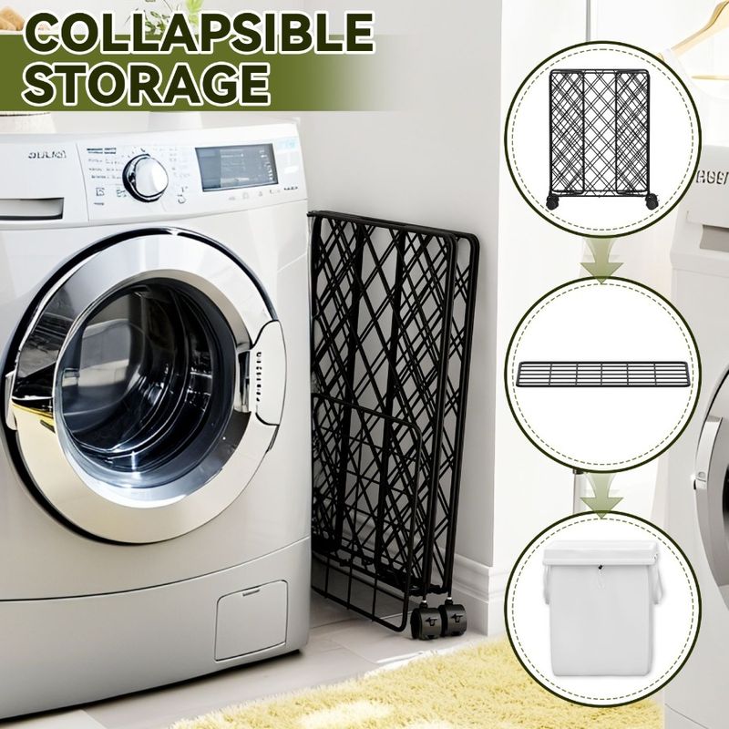 Metallo con telaio La lavabile e camere da letto per cesto ruote cesto lavanderia bagni rivestimento staccabile rotolamento adatto lavanderia_voghion.com