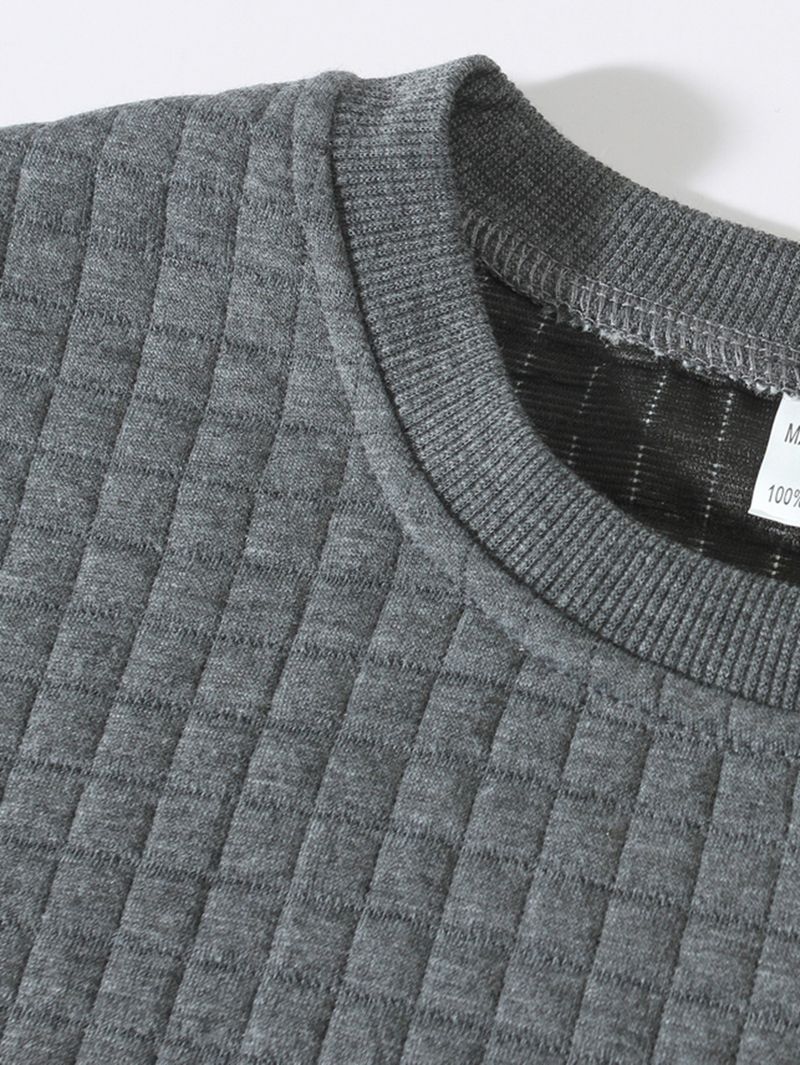 Ropa para hombre, otoño e invierno, camisa informal ajustada para hombre, camiseta de manga larga con cuello redondo y diseño de gofre_voghion.com
