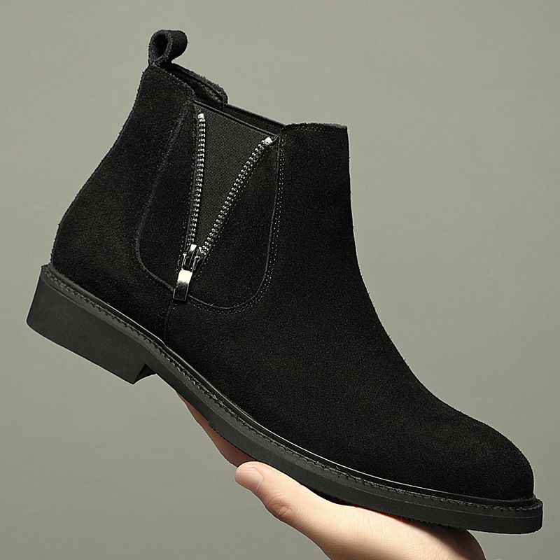 Martin Boots Men's High-top Wind Tooling Short Boots Heightening Men's Medium-top Chelsea Boots_voghion.com