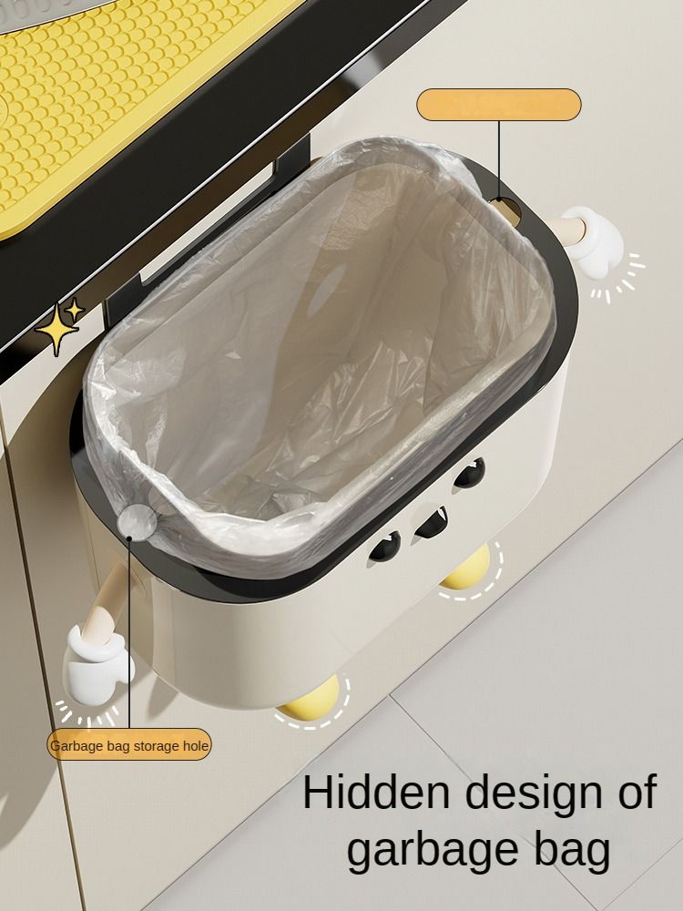 9L/12L DIY Cremefarbener Wand-Mülleimer für die Küche mit Deckel für Lebensmittelabfälle und Badezimmer, kein Verbiegen, hohes Erscheinungsbild_voghion.com