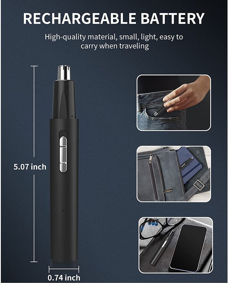 Metal Tube Nose Hair Three-in-One Multi-Functional USB Charging Electric Eyebrow Trimmer_voghion.com