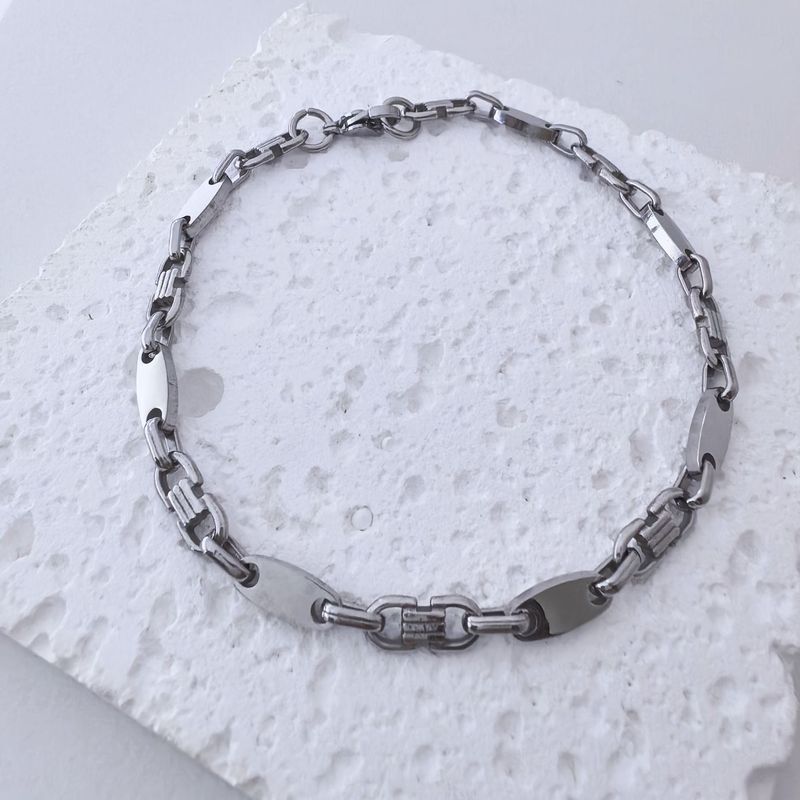 Modny męski ręcznie robiony, elegancki naszyjnik Emperor, gładki, ze stali nierdzewnej, z płaskim łańcuszkiem i pętelką_voghion.com