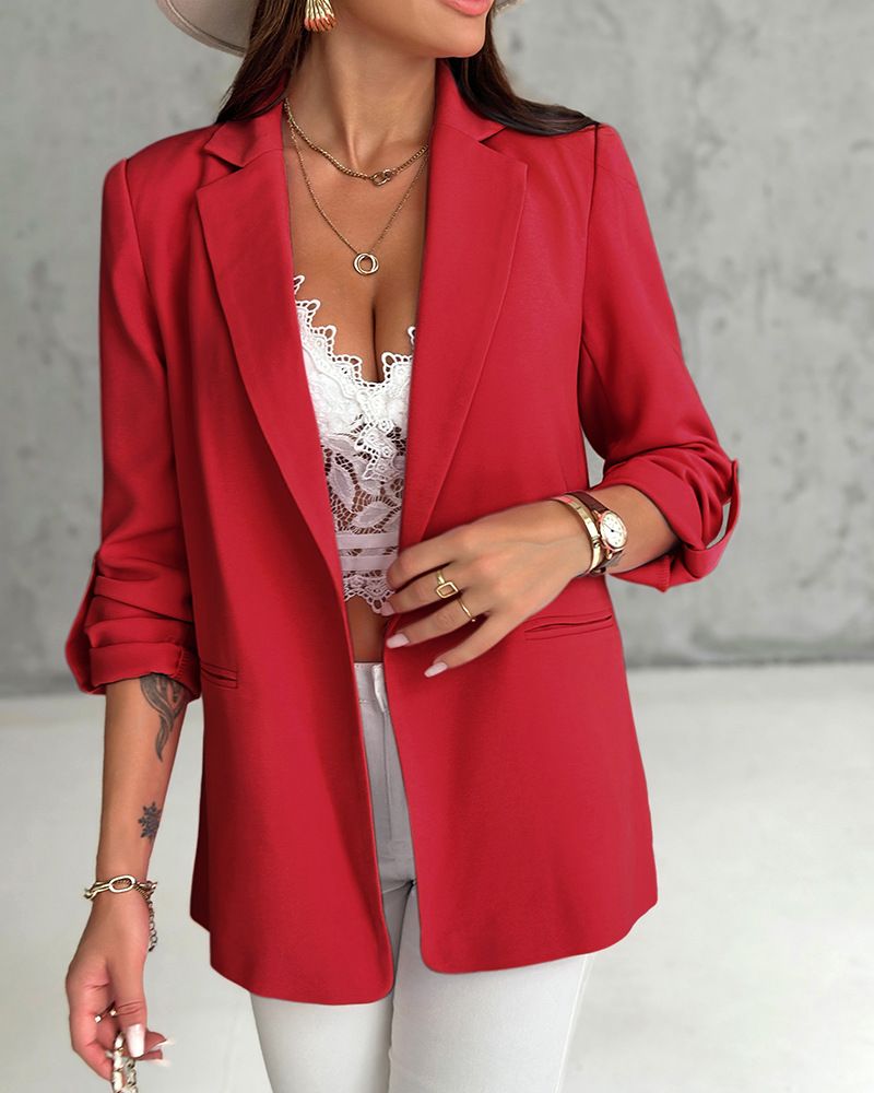 "Camicetta da donna con maniche abbottonate e linguetta color caramella – Top regolabile per il lavoro e l'abbigliamento casual"_voghion.com