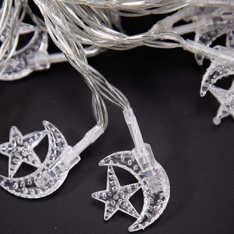 Guirlande lumineuse LED solaire en forme d'étoile et de lune, 8 modes d'éclairage, décoration extérieure étanche pour Noël, jardin, fête_voghion.com