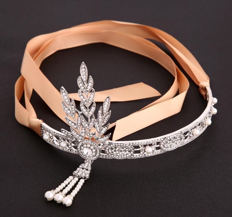 Incredibili gioielli Gatsby Stesso stile Corona Sposa Ornamento per capelli con perle femminili_voghion.com