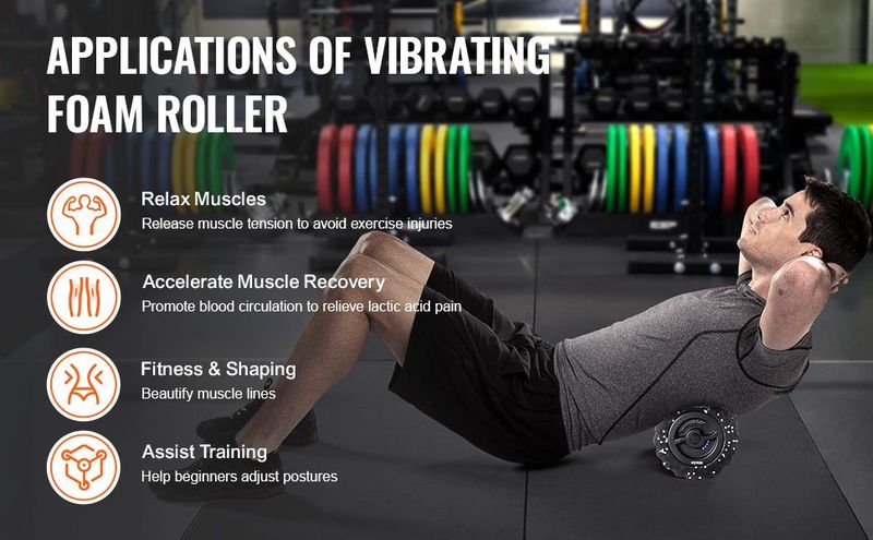 VEVOR Vibrating Foam Roller 4 Intensities Rechargeable Electric EPP Foam Roller_voghion.com