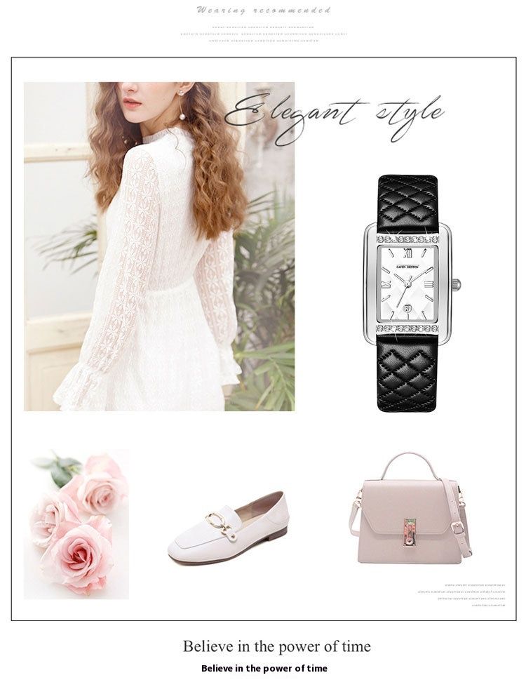 Montre-bracelet étanche à quartz pour femme Xiaorui - Montre carrée décorative à la mode_voghion.com